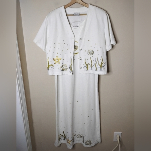 Vintage Nautical Maxi Dress & Cropped Jacket Set | Embroidered | L - Picture 2 of 16